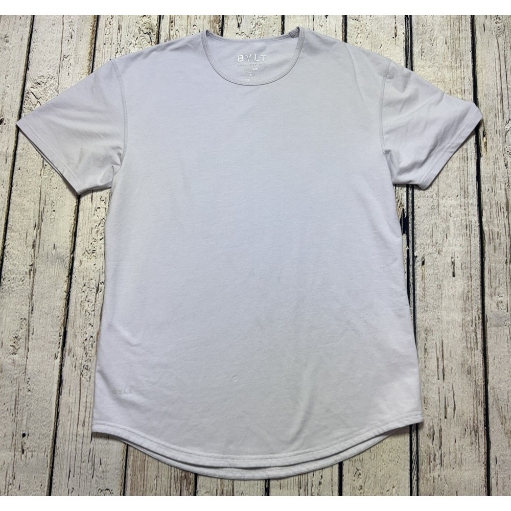 BYLT Basics‎ Drop Cut T-Shirt S/S Medium Lavender Crew Neck Casual Gym Mens
